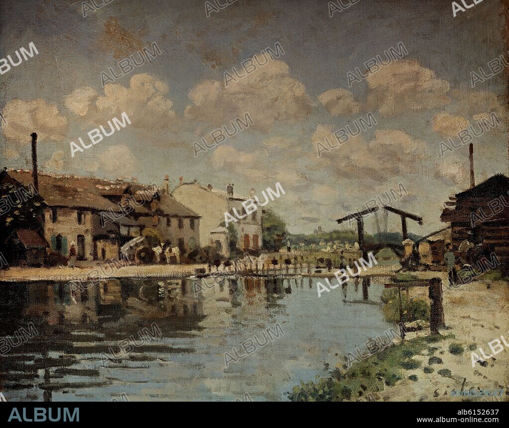 ALFRED SISLEY (1839-1899). EL CANAL DE SAN MARTIN - 1872 - OLEO/LIENZO - IMPRESIONISMO FRANCES.