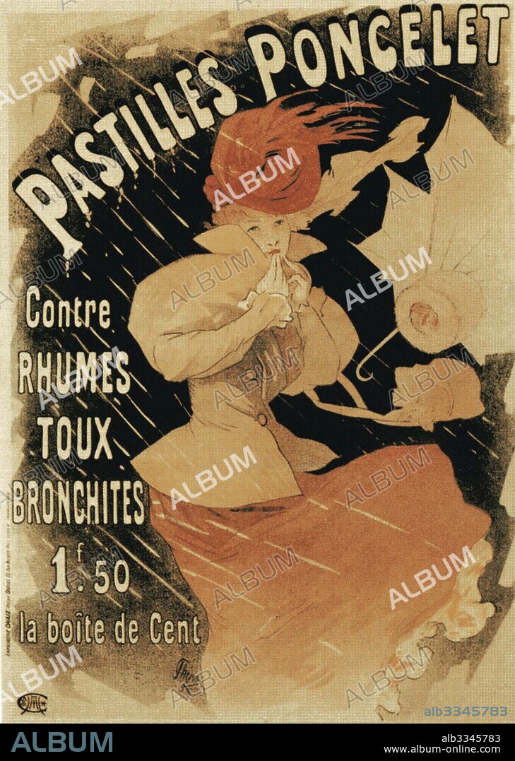 JULES CHERET. Advertising Poster for Pastilles Poncelet.