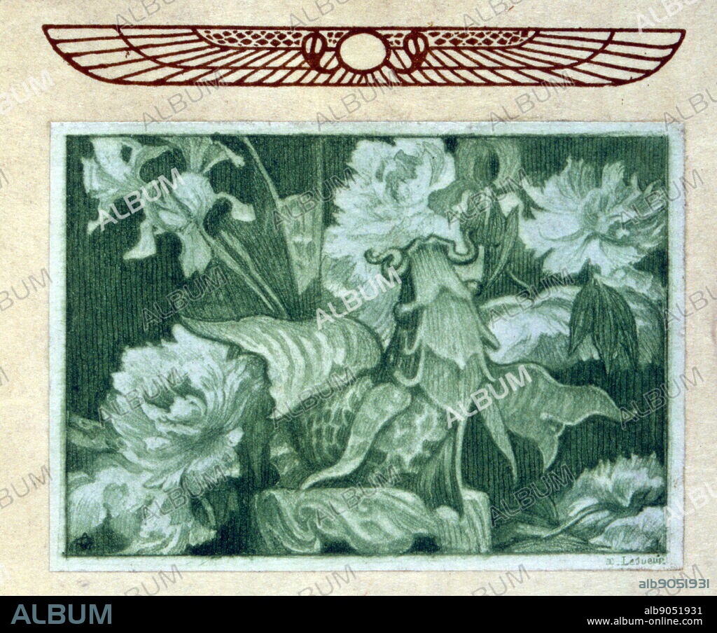 Illustration and text from 'Narkiss' 1908 written by Jean Lorrain (1855 - 1906). Artist: O.D.V. Guillonnet (1872 - 1967). Narcissus was one of the symbols of the homosexual subculture around 1900.