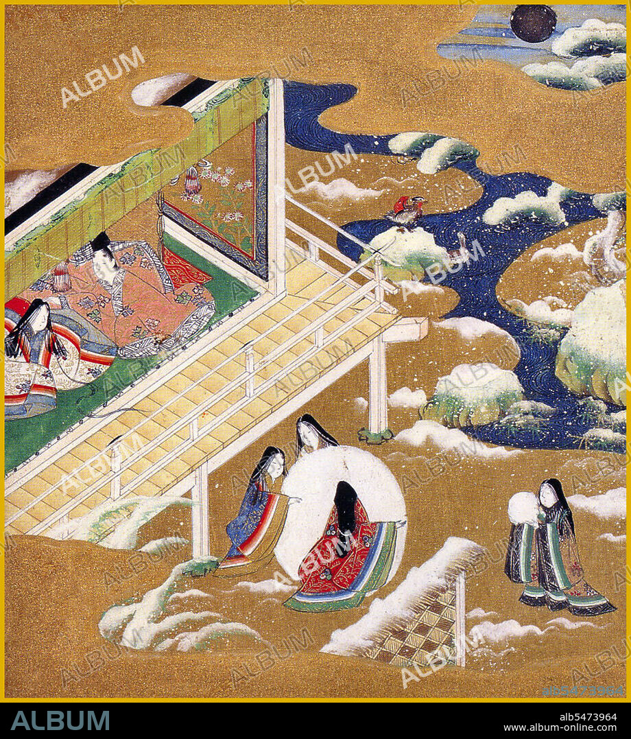 Yamato-e is a style of Japanese painting inspired by Tang Dynasty paintings and developed in the late Heian period. It is considered the classical Japanese style. From the Muromachi period (15th century), the term Yamato-e has been used to distinguish work from contemporary Chinese style paintings (kara-e), which were inspired by Song and Yuan Dynasty Zen Buddhism paintings. The Yamato-e often tell narrative themes with text along with them, show the beauty of nature, e.g. famous places (meisho-e), and the four seasons (shiki-e). The pictures are non-symbolic and have the objective of depicting the beauty in nature. The pictures are often on scrolls that can be hung on a wall (kakemono) or handscrolls (emakimono) that could be read from right to left with the accompanying story or on a folding screen (byoubu) or panel (shouji). Although they received their name from the Yamato period (250-710 CE), Yamato-e pictures rather stand for a style and are not restricted to a particular period. Although the most famous artists painted in sumi-e style in the Muromachi period, this was not characteristic of early pictures.