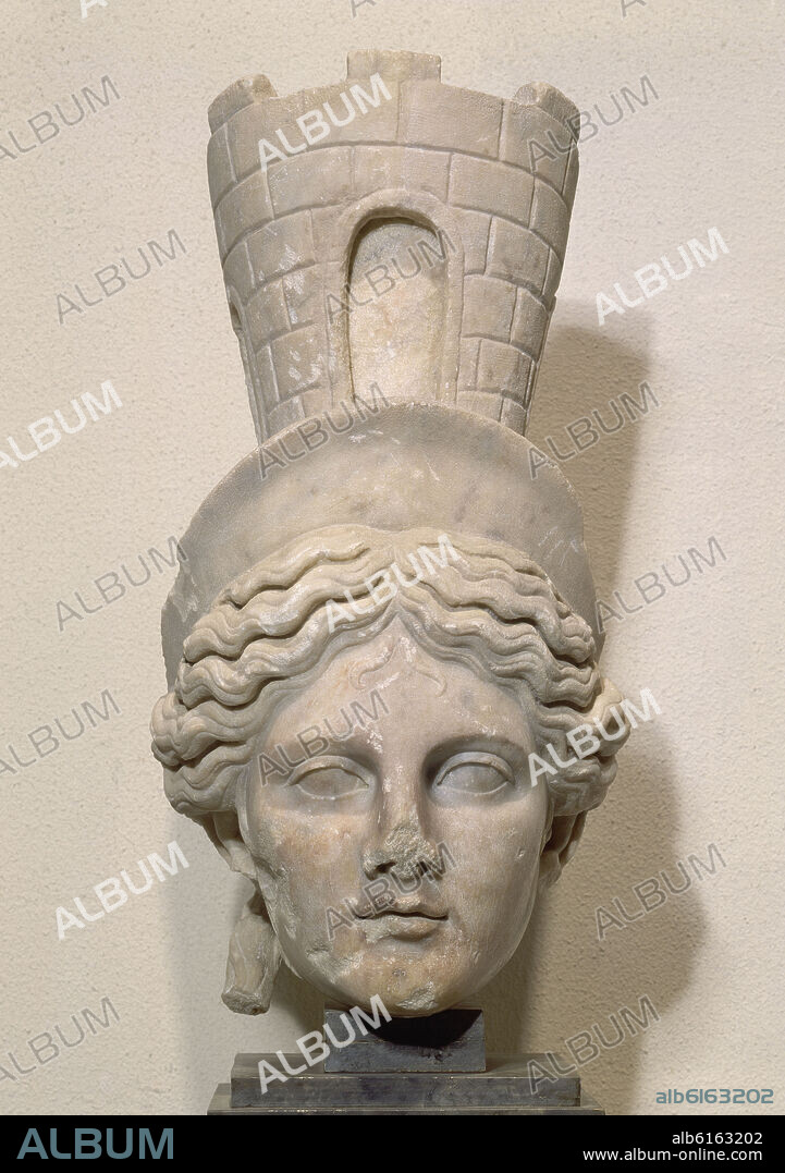 CABEZA DE DIOSA CORONADA CON TORRE(QUIZAS DIOSA FORTUNA O CIBELES)PROC ITALICA.
