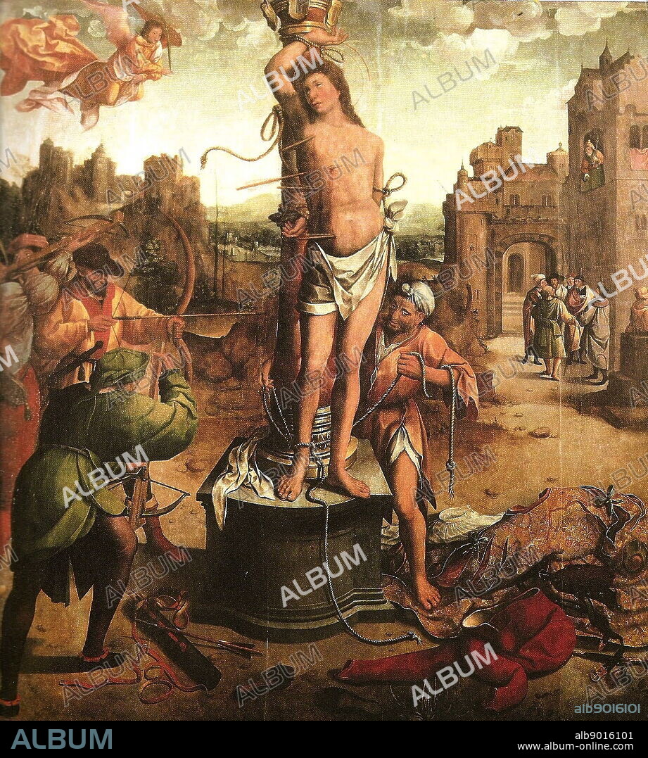 Portrait of S. Sebastião (St Sebastian) 1530. An early Chritian saint and martyr said to have been killed during the Roman emperor Diocletian's persecution of Christians. Painted by Grão Vasco.