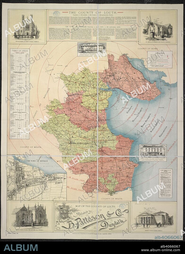 County Louth. Dundalk : B. Patteson & Co., [1891?]. Map of the County of Louth. ([With inset plan of] the Town of Dundalk).  Originally published/produced in Dundalk : B. Patteson & Co., [1891?]. . Source: Maps.12855.(4) ,.