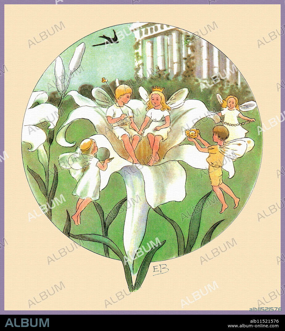 ELSA BESKOW. Fairies celebrate the union of two other fairies in a lily flower.