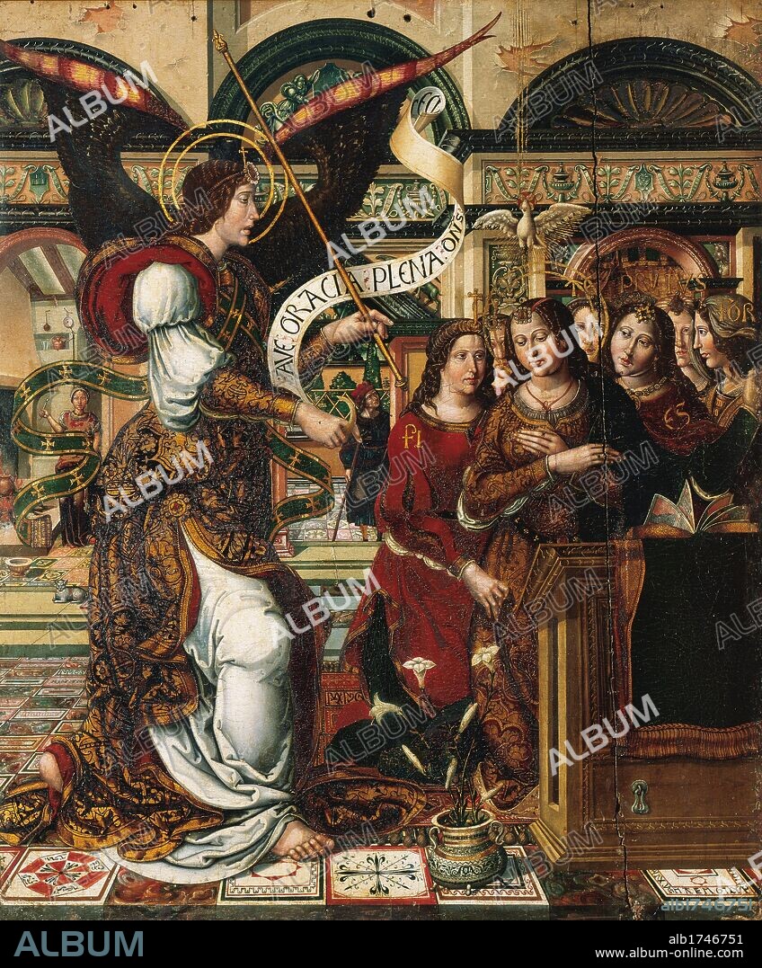 ARTE GOTICO. ESPAÑA. MAESTRO DE SIGENA. Siglo XVI. "LA ANUNCIACION". Pintura sobre tabla. Procede del Monasterio de Sigena. Provincia de Huesca. Aragón. Museo Diocesano de Barbastro. Aragón.