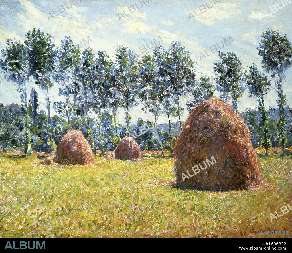 Haystacks at Giverny   (Mueles a Giverny)   1884   Claude Monet (1840-1926/French)   Collection Suzuki, Tokyo.