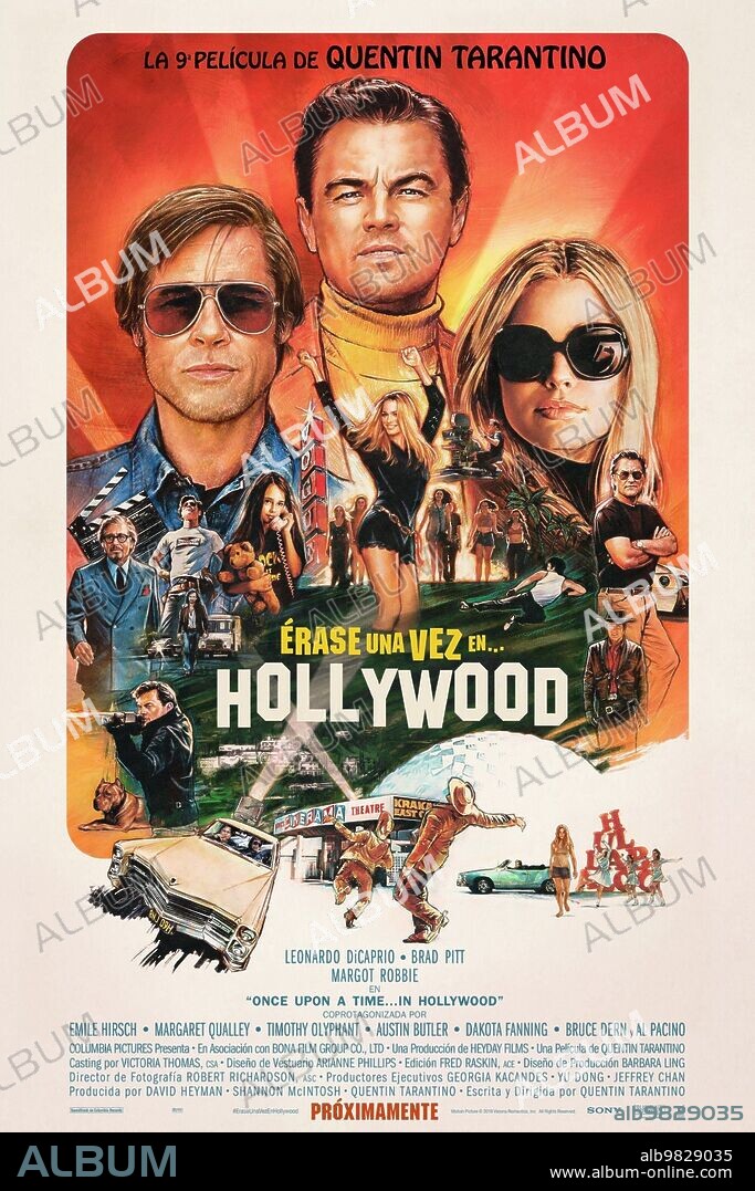 di caprio, BRAD PITT and MARGOT ROBBIE. BRAD PITT, Leonardo DiCaprio and MARGOT ROBBIE in ONCE UPON A TIME... IN HOLLYWOOD, 2019, directed by QUENTIN TARANTINO. Copyright Sony Pictures Entertainment/Heyday Films/Visiona Romantica.