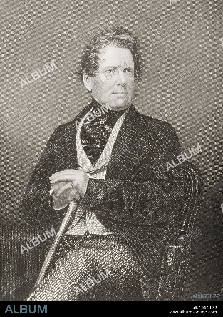 Fox Maule Ramsay, 11th Earl of Dalhousie and 2nd. Lord Panmure.1801-1874. Scottish politician. Engraved by D.J. Pound from a photograph by Mayall. From the book "The Drawing-Room Portrait Gallery of Eminent Personages" Published in London 1859.