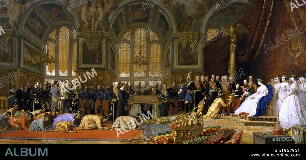 Siam ambassadors being received by Napoleon III in Fontainebleau, by Jean-Leon Gerome (1824-1904). Second Empire, France, 19th century.