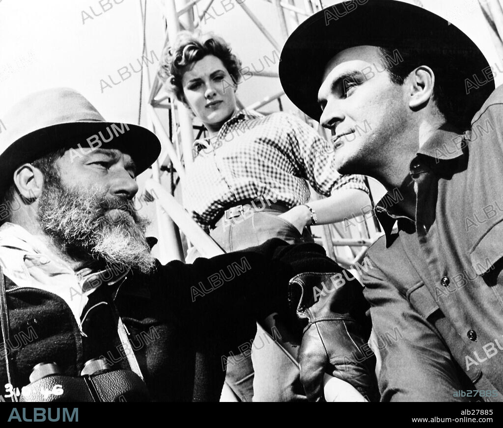 BARBARA MURRAY, JAMES ROBERTSON JUSTICE and STANLEY BAKER in CAMPBELL'S KINGDOM, 1957, directed by RALPH THOMAS. Copyright RANK.