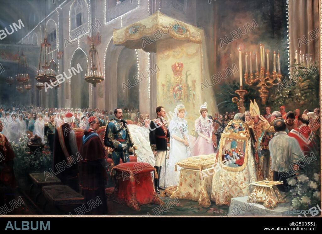 ALFONSO XIII. REY DE ESPAÑA . MADRID . . BODA CON VICTORIA EUGENIA DE BATTENBERG .. OLEO DE JUAN COMBA. COLECCION FAMILIA REAL. SFGP / © KORPA.