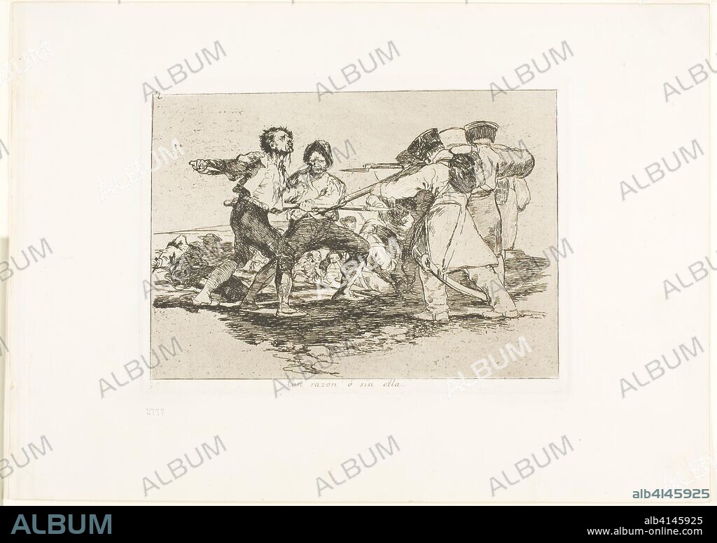 FRANCISCO DE GOYA. Rightly or wrongly, plate two from The Disasters of War. Francisco José de Goya y Lucientes; Spanish, 1746-1828. Date: 1812-1815. Dimensions: 139 x 196 mm (image); 152 x 206 mm (plate); 240 x 337 mm (sheet). Etching, lavis, burin, drypoint, and burnishing on ivory wove paper with gilt edges. Origin: Spain.