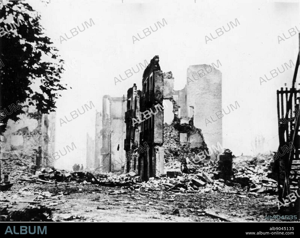 Spanish Civil War: The ruins of Guernica after bombing by the German Condor legion Aircraft 1937.