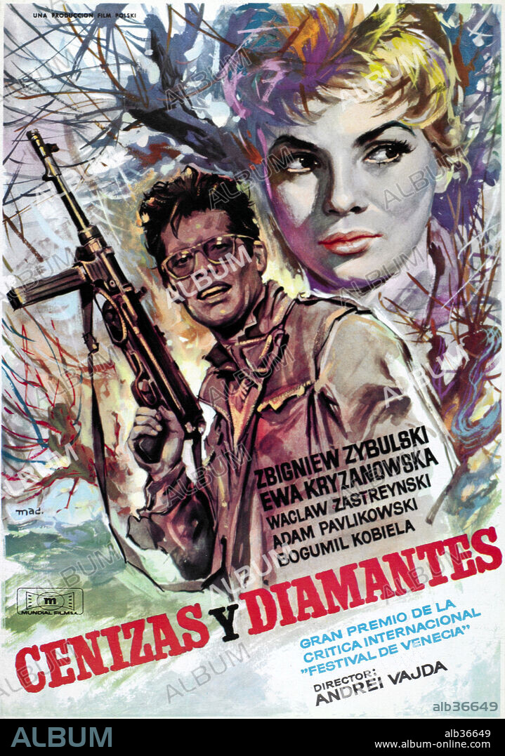Poster of ASHES AND DIAMONDS, 1958 (POPIOL I DIAMENT), directed by ANDRZEJ WAJDA. Copyright FILM POLSKI.