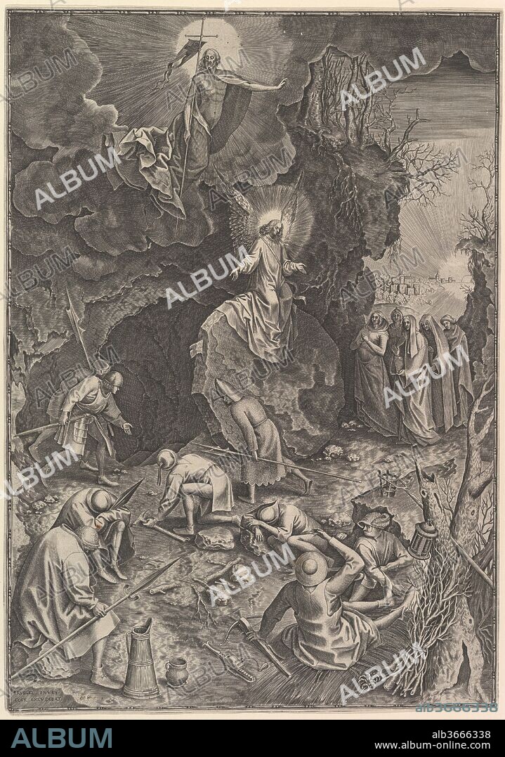 The Resurrection. Artist: After Pieter Bruegel the Elder (Netherlandish, Breda (?) ca. 1525-1569 Brussels); Philips Galle (Netherlandish, Haarlem 1537-1612 Antwerp). Dimensions: Sheet: 17 1/2 x 12 3/16 in. (44.4 x 31 cm). Publisher: Hieronymus Cock (Netherlandish, Antwerp ca. 1510-1570 Antwerp). Date: ca. 1562-63.