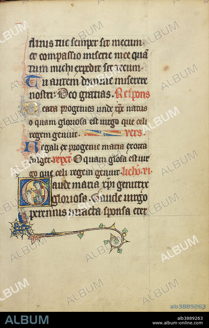 UNKNOWN. Initial G: The First Steps of Jesus. Date/Period: Ca. 1300. Folio. Tempera colors, gold leaf, and ink on parchment. Height: 264 mm (10.39 in); Width: 183 mm (7.20 in).