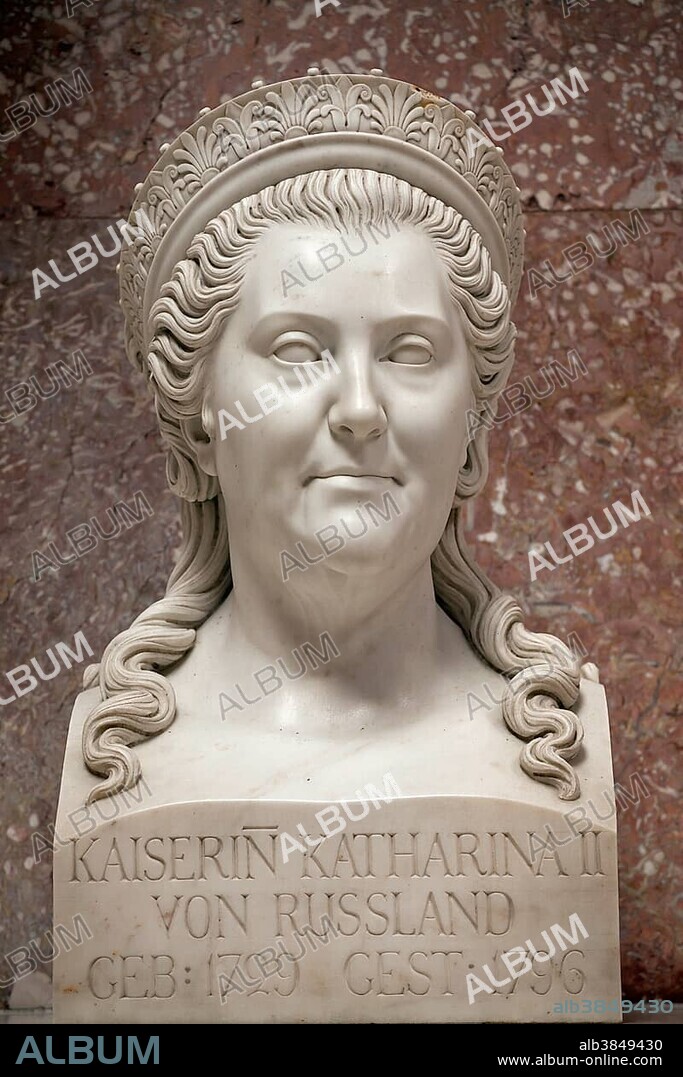 Marble bust of Empress Catherine the Great, in the Walhalla memorial, in Donaustauf, Bavaria, Germany