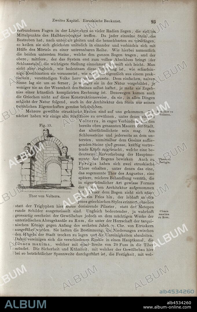 Thor of Volterra, Porta all'Arco in Volterra, Fig. 53, p. 93, Wilhelm Lübke: Geschichte der Architektur von den ältesten Zeiten bis auf die Gegenwart. Leipzig: Verlag von Emil Graul, 1855.