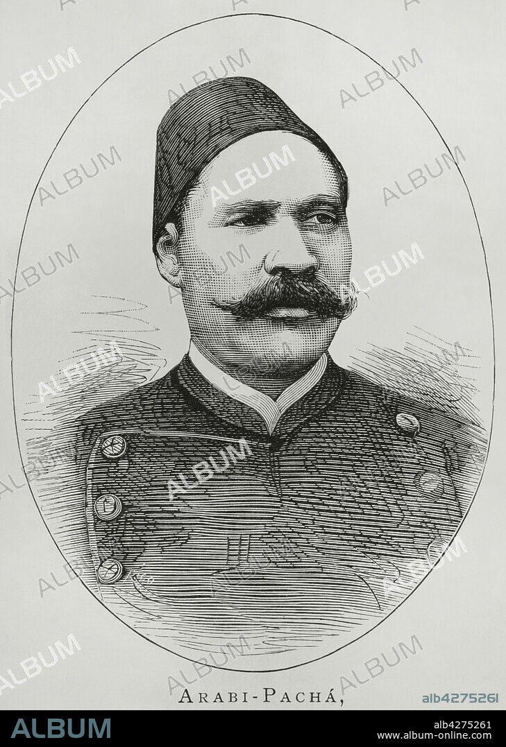 Ahmed 'Urabi (1841-1911). Egyptian revolutionist. Nationalist military officer in the Egyptian Army. He took part in the 1879 uprising against the khedive Tawfiq Pasha, against the British and French-controlled Egyptian administration Minister of War during the reign of Tewfik Pasha. Portrait. Engraving. La Ilustración Española y Americana, 1882.
