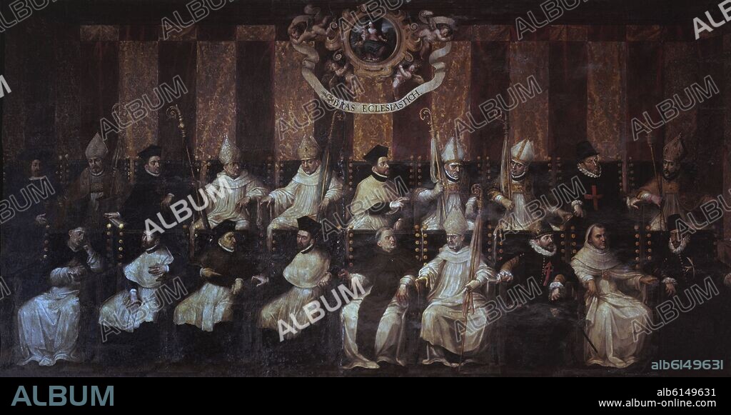 VICENTE REQUENA EL JOVEN. SALON DE CORTES - EL BRAZO ECLESIASTICO DE LAS CORTES DE VALENCIA - PINTURA MURAL - SIGLO XVI.