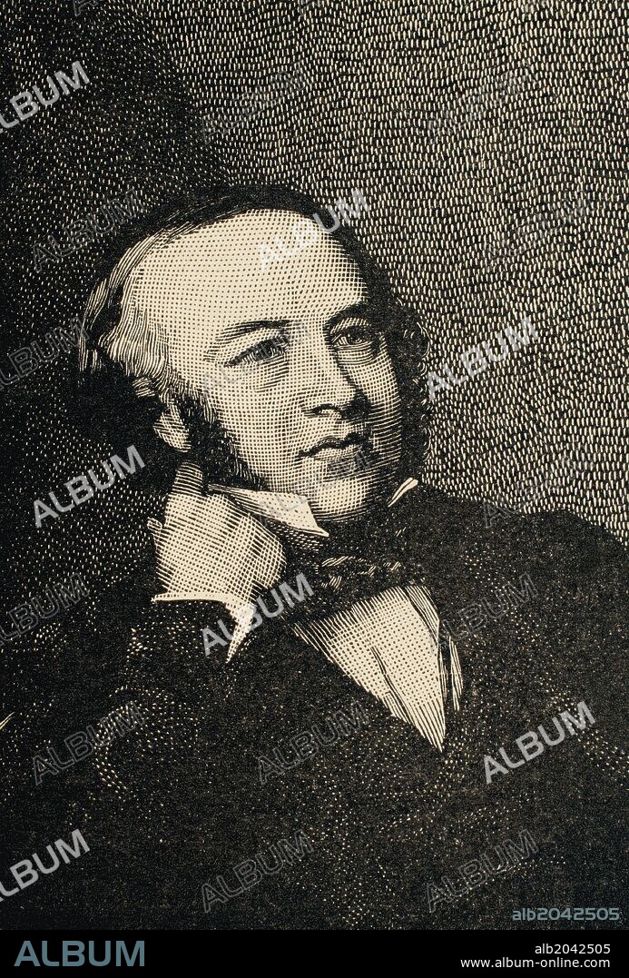 Sir Rowland Hill (1795-1879). Maestro británico y creador del primer sello postal de la historia: el Penny Black. Grabado anónimo. "Historia Universal", año 1892.