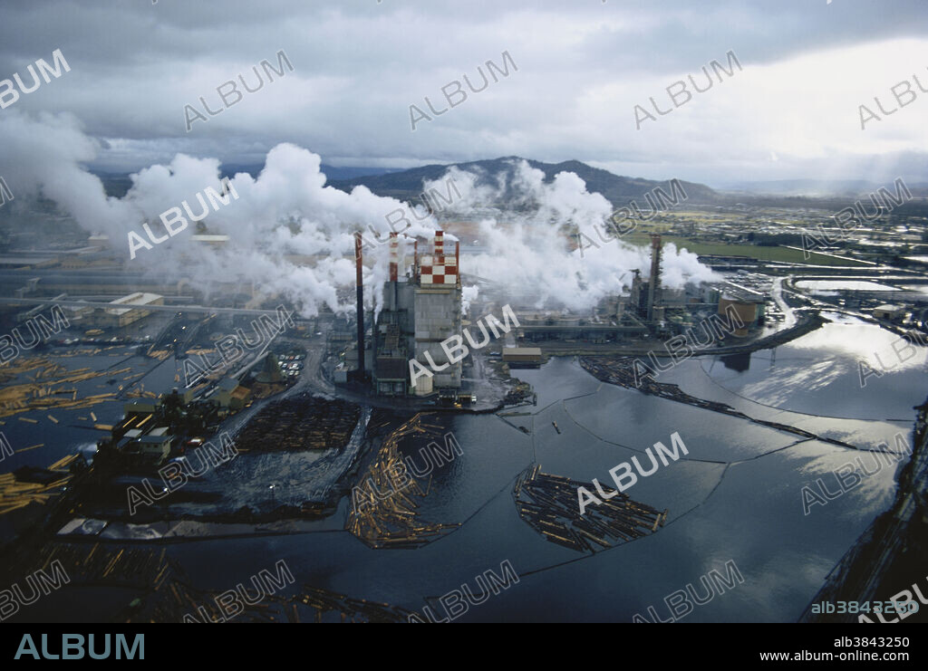 Weyerhaeuser paper mill on the Willamette River, Springfield, Oregon, 1973.
