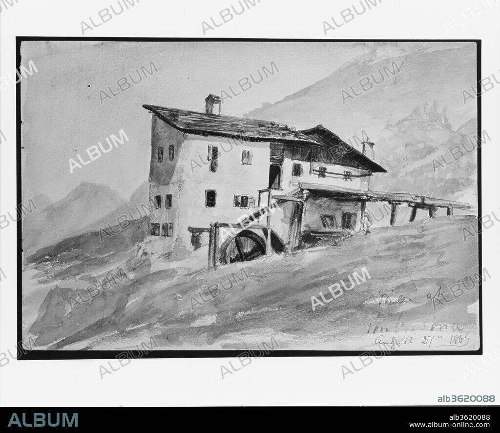 Mill at Pontresina (from Switzerland 1869 Sketchbook). Artist: John Singer Sargent (American, Florence 1856-1925 London). Dimensions: 7 3/4 x 11 3/4 in. (19.7 x 29.8 cm). Date: August 27, 1869.