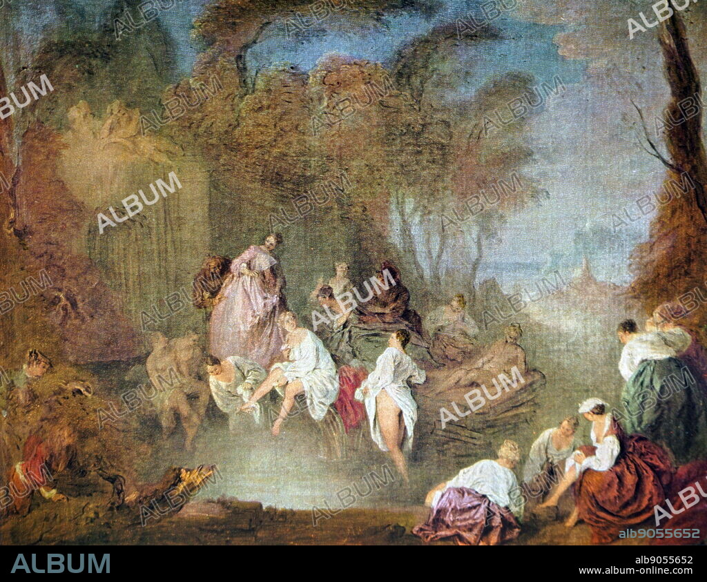 Baigneuses (bathers) by Jean Baptiste Pater (1695-1736). A pupil of Antoine Watteau, he painted in the same genre as his master, the Fetes Galantes, but without the depth of poetic invention and mysterious of Watteau.