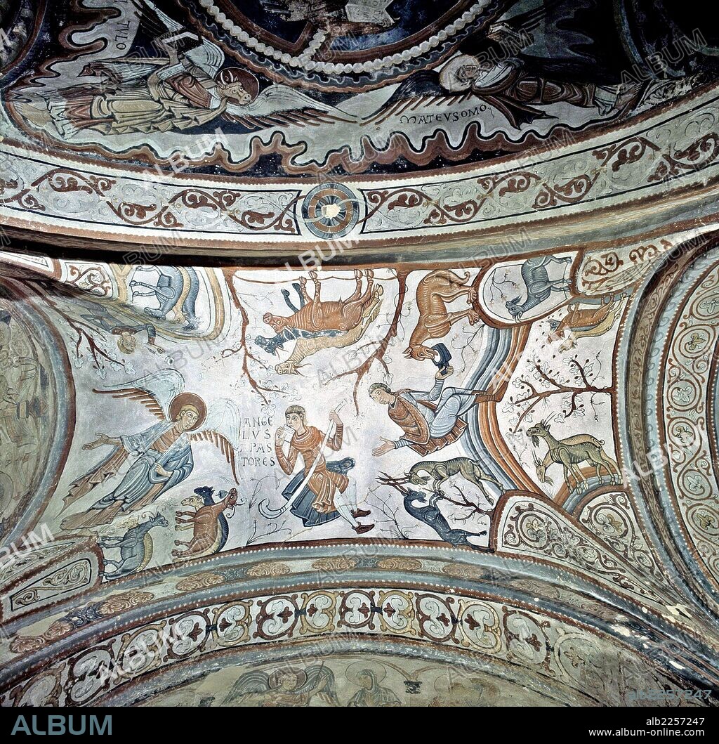 LEON. COLEGIATA DE SAN ISIDORO. PANTEON REAL. PINTURAS. ARTE ROMANICO.