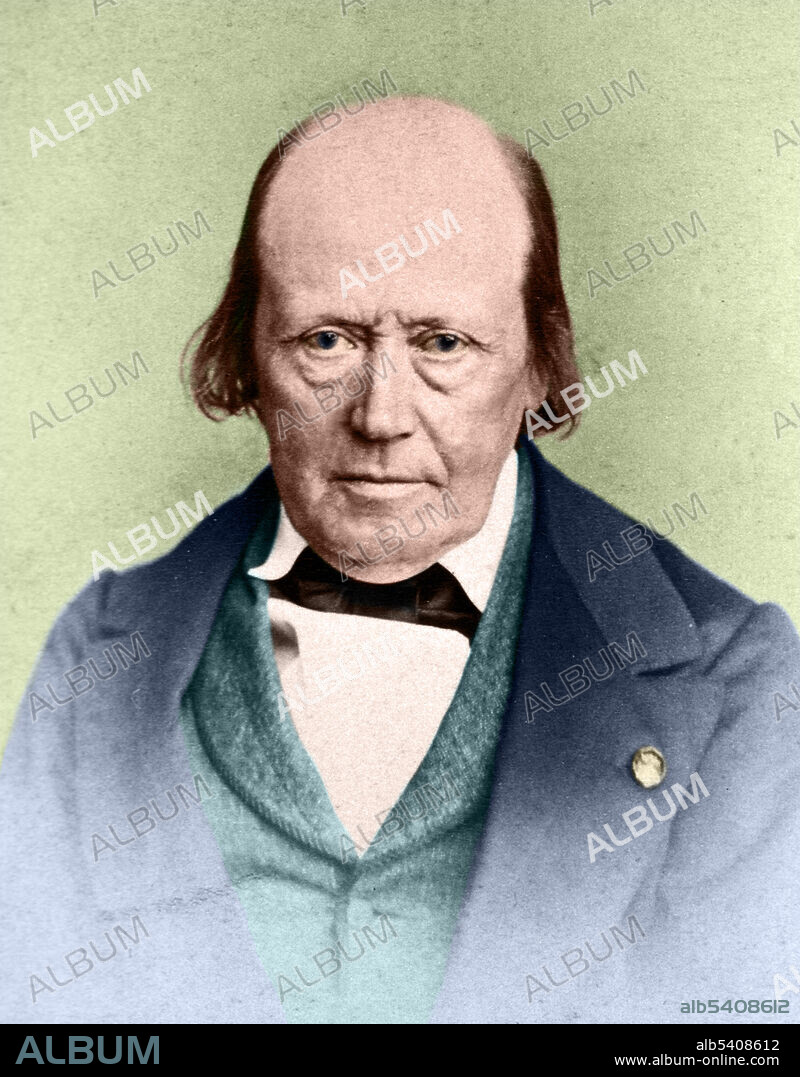 Henri Milne-Edwards (October 23, 1800 - July 29, 1885) was a French zoologist. At first he turned his attention to medicine, in which he graduated as an MD at Paris in 1823. His passion for natural history soon prevailed, and he gave himself up to the study of the lower forms of animal life. He became a student of Georges Cuvier and befriended Jean Victor Audouin. He became professor of hygiene and natural history in 1832 at the Collège Central des Arts et Manufactures. In 1841, after the death of Audouin, he succeeded him at the chair of entomology at the Muséum National d'Histoire Naturelle. In 1862 he succeeded Isidore Geoffroy Saint-Hilaire in the long-vacant chair of zoology. Much of his original work was published in the Annales des sciences naturelles, with the editorship of which he was associated from 1834. Of his books may be mentioned the Histoire naturelle des Crustacés (3 vols., 1837-41), which long remained a standard work; Histoire naturelle des coralliaires, published in 1858-60; Leçons sur la physiologie et l'anatomie comparée de l'homme et des animaux (1857-81), in 14 volumes. In 1842, he was elected a foreign member of the Royal Society. He died in 1885 at the age of 84. No photographer credited, 1860.