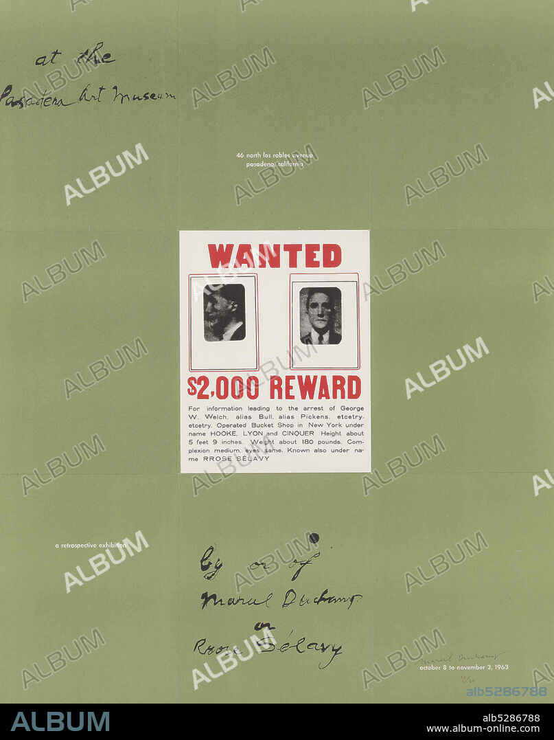 MARCEL DUCHAMP. A Poster Within a Poster: Wanted $2,000 Reward.