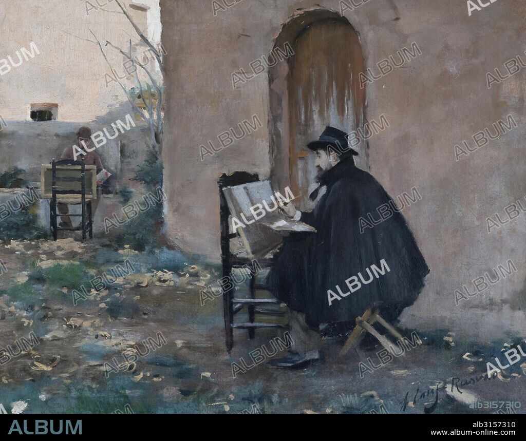 RAMÓN CASAS y SANTIAGO RUSIÑOL. Pintura de Ramon Casas y Santiago Rosinyol, oleo sobre lienzo, museo del Cau Ferrat, Sitges.