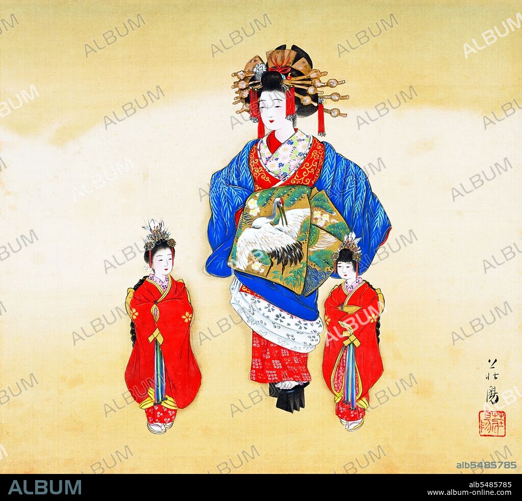 Oiran (??) were the courtesans of Edo period Japan. The oiran were considered a type of yujo (??) 'woman of pleasure' or prostitute. However, they were distinguished from the yujo in that they were entertainers, and many became celebrities of their times outside the pleasure districts. Their art and fashions often set trends among the wealthy and, because of this, cultural aspects of oiran traditions continue to be preserved to this day. The oiran arose in the Edo period (1600–1868). At this time, laws were passed restricting brothels to walled districts set some distance from the city center. In the major cities these were the Shimabara in Kyoto, the Shinmachi in Osaka, and the Yoshiwara in Edo (present-day Tokyo). These rapidly grew into large, self-contained 'pleasure quarters' offering all manner of entertainments. Within, a courtesan’s birth rank held no distinction, which was fortunate considering many of the courtesans originated as the daughters of impoverished families who were sold into this lifestyle as indentured servants. Instead, they were categorized based on their beauty, character, education, and artistic ability. Among the oiran, the tayu (??) was considered the highest rank of courtesan and were considered suitable for the daimyo or feudal lords. In the mid-1700s courtesan rankings began to disappear and courtesans of all classes were collectively known simply as 'oiran'. The word oiran comes from the Japanese phrase oira no tokoro no nesan (????????) which translates as 'my elder sister'. When written in Japanese, it consists of two kanji, ? meaning 'flower', and ? meaning 'leader' or 'first', hence 'Leading Flower' or 'First Flower'.