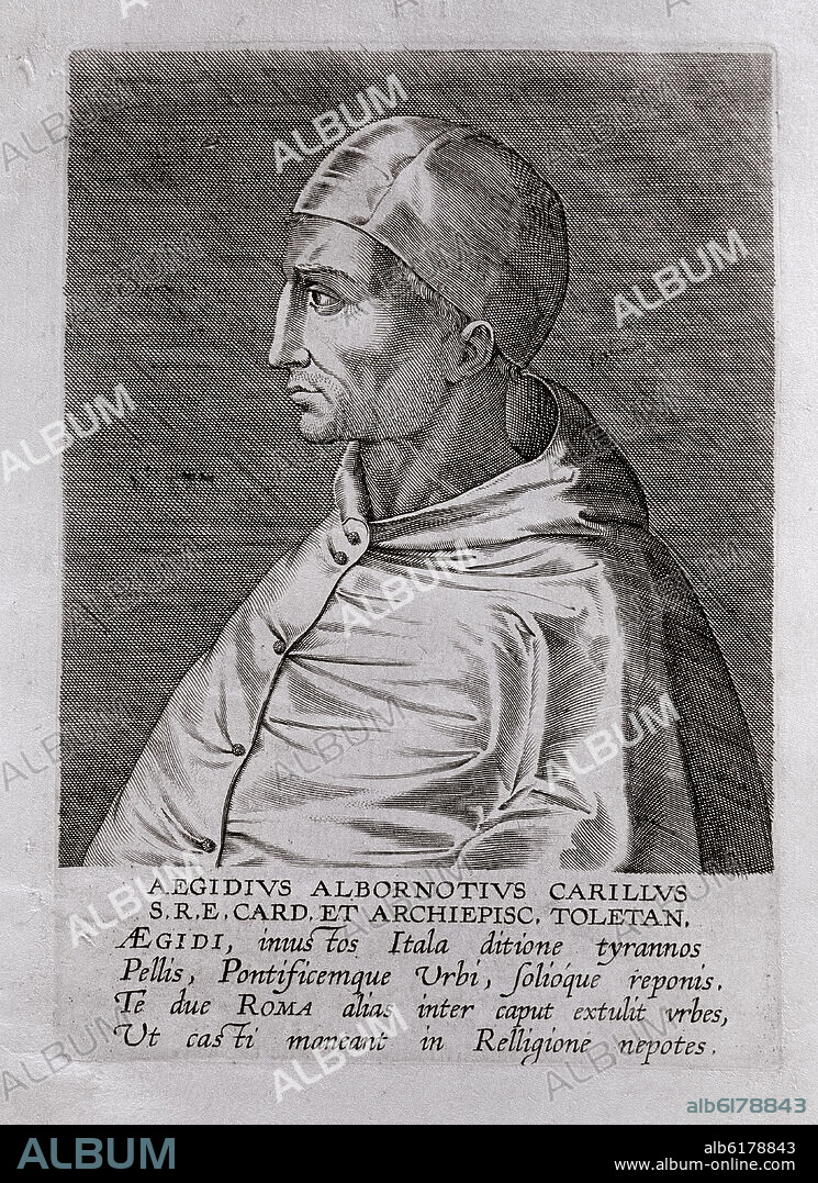 THEODOOR GALLE. CARDENAL GIL CARRILLO DE ALBORNOZ 1310/1367 - DE LA OBRA CARDINALIUM 1598.