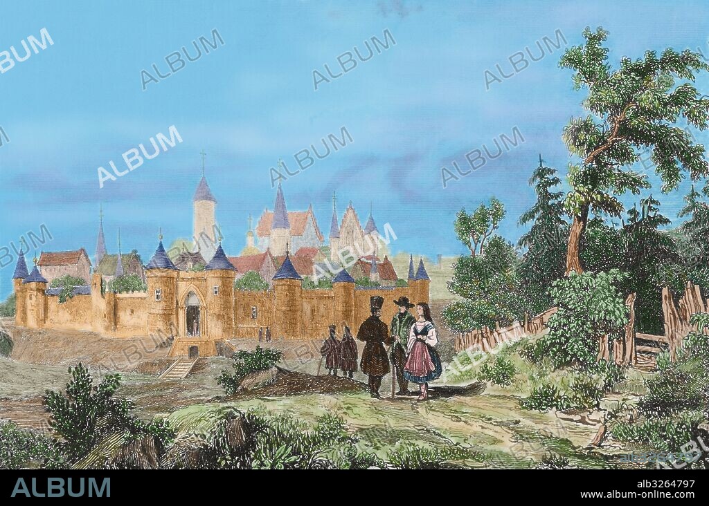 HISTORIA DE RUSIA. Vista de la ciudad de SMOLENSK en el año 1617. Grabado coloreado del siglo XIX.