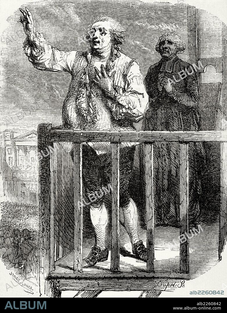 French Revolution. Execution of King Louis XVI (1754-1793) on January 21, 1793. Engraving by Dupre. Biblioteca Universal, Ediciones populares. 1851.