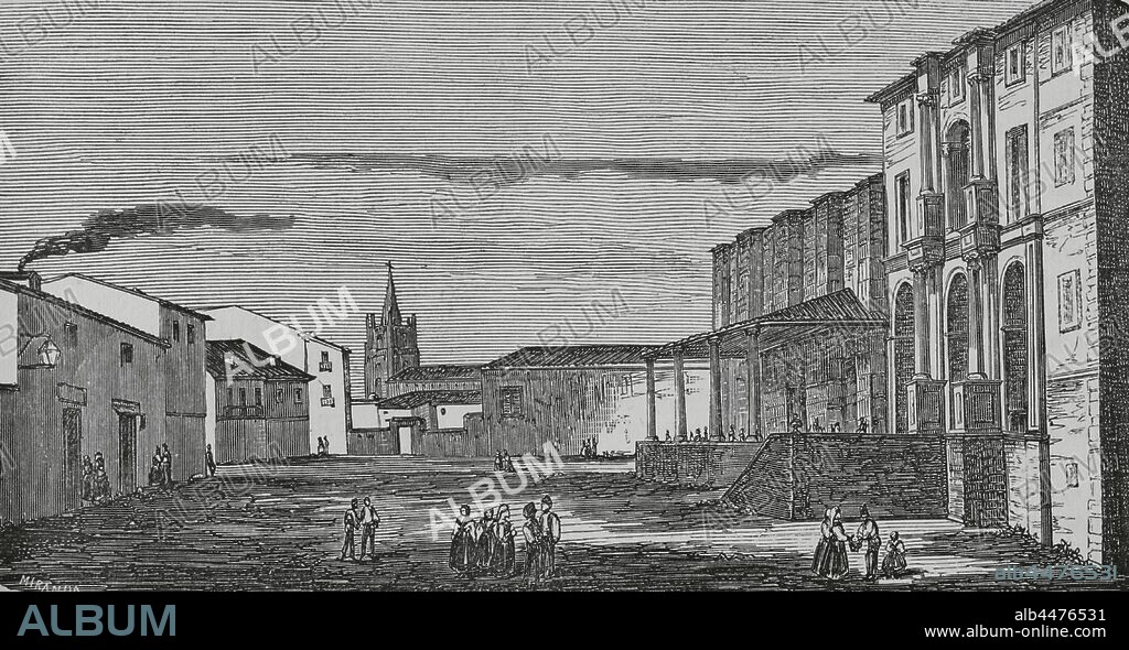 España. Asturias. Oviedo. Convento de Santa Clara. Dibujo por Fernando Miranda. Grabado por Ricord. Crónica General de España, Historia Ilustrada y Descriptiva de sus Provincias. Tomo Asturias y León, 1867. Biblioteca Histórico Militar de Barcelona, Cataluña, España.