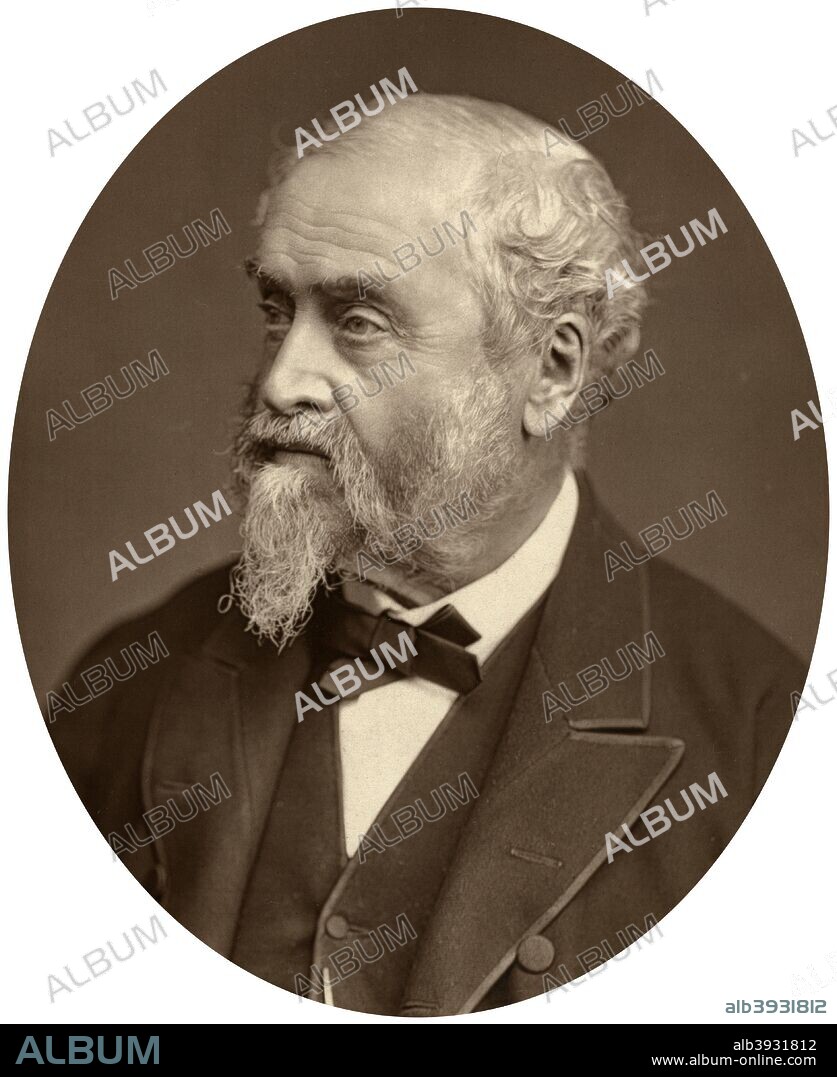 William Harrison Ainsworth, author, 1881. Ainsworth (1805-1882) was a prolific writer of historical romantic fiction. His best-known works were 'Rookwood' (1834), which popularised the story of the highwayman Dick Turpin, and 'Windsor Castle' (1843), which concerns the legend of Herne the Hunter. From Men of Mark: a gallery of contemporary portraits of men distinguished in the Senate, the Church, in science, literature and art, the army, navy, law, medicine, etc. Photographed from life by Lock and Whitfield, with brief biographical notices by Thompson Cooper. (Conducted by G. C. Whitfield.) (London, 1876-1883).