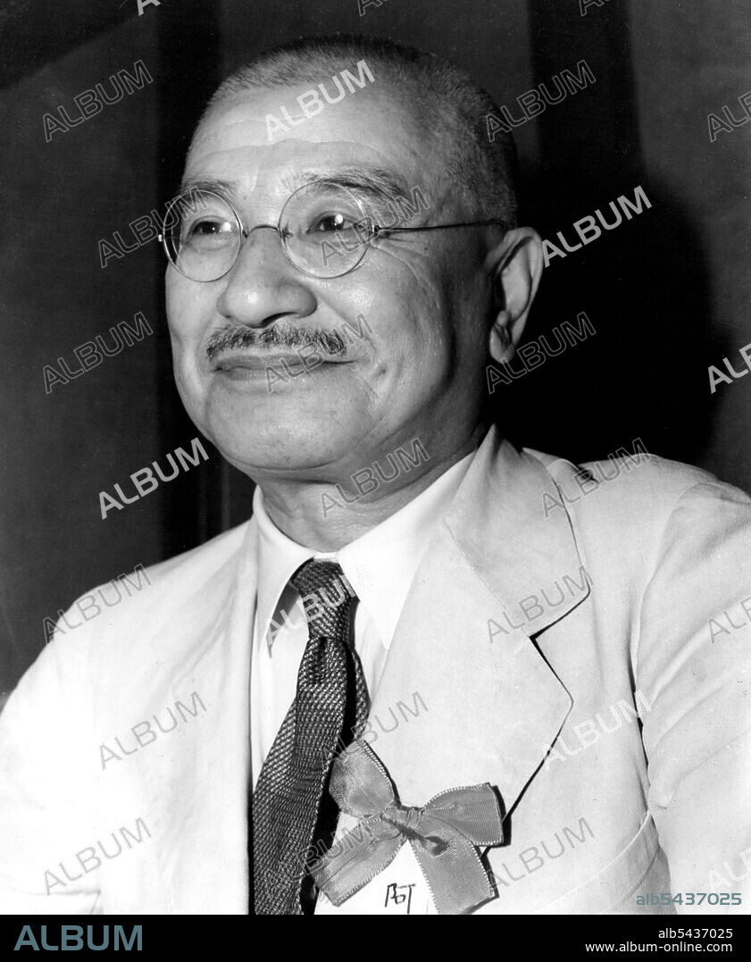 New Prime Minister Starts Organizing Cabinet -- The newly-appointed Prime Minister General Nobuyuki Abe (retired), photographed while but engaged in organizing a Cabinet to replace the Hiram Government which resigns on bloo yesterday morning. ***** former army man, he is a unique figure in that he health to the rank of general without over having taken part actual warfare during his whole career. August 01, 1939. (Photo by Japan Photo Library).