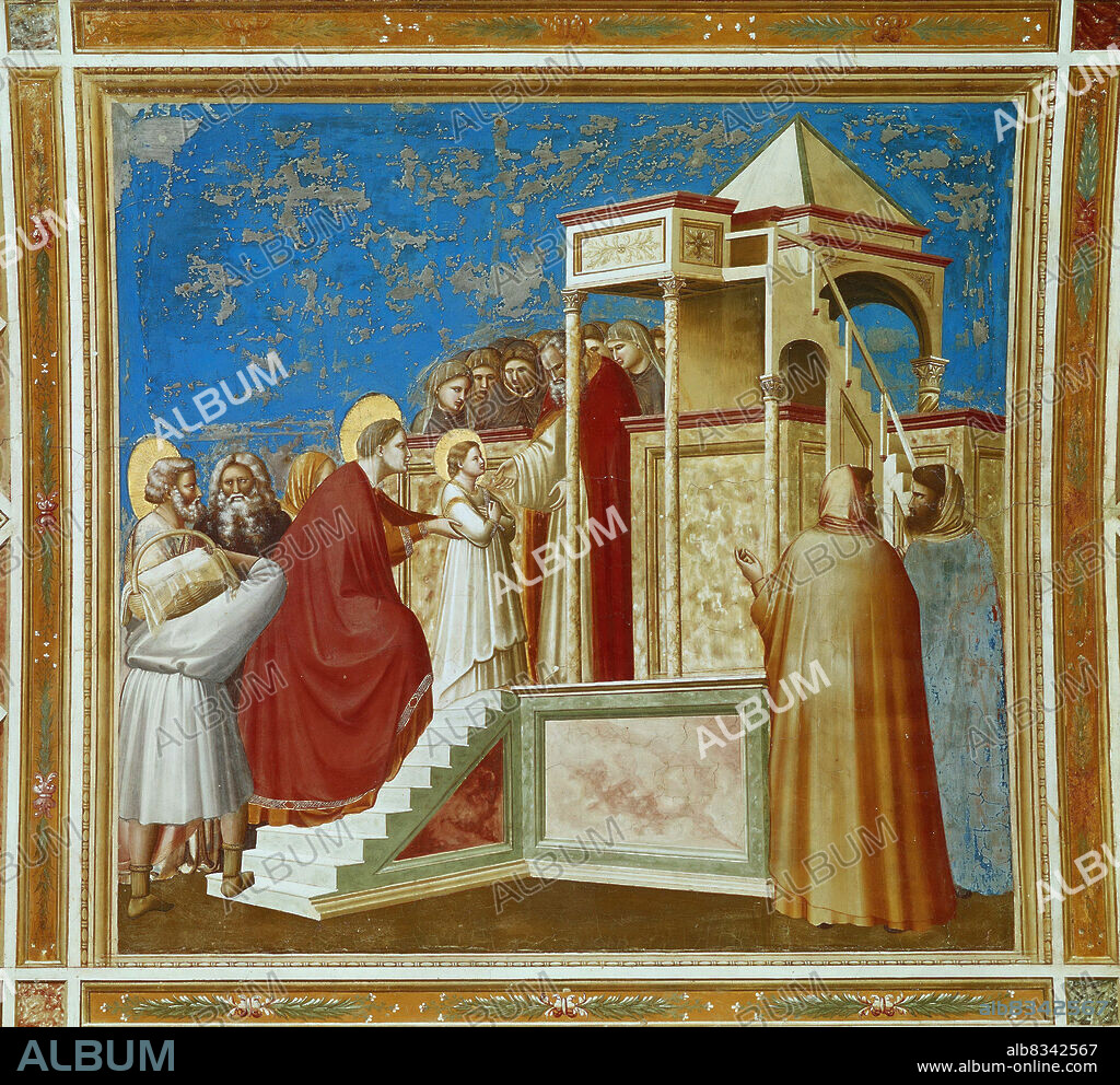 GIOTTO DI BONDONE. Presentation of the Virgin in the Temple (From the cycles of The Life of the Blessed Virgin Mary).