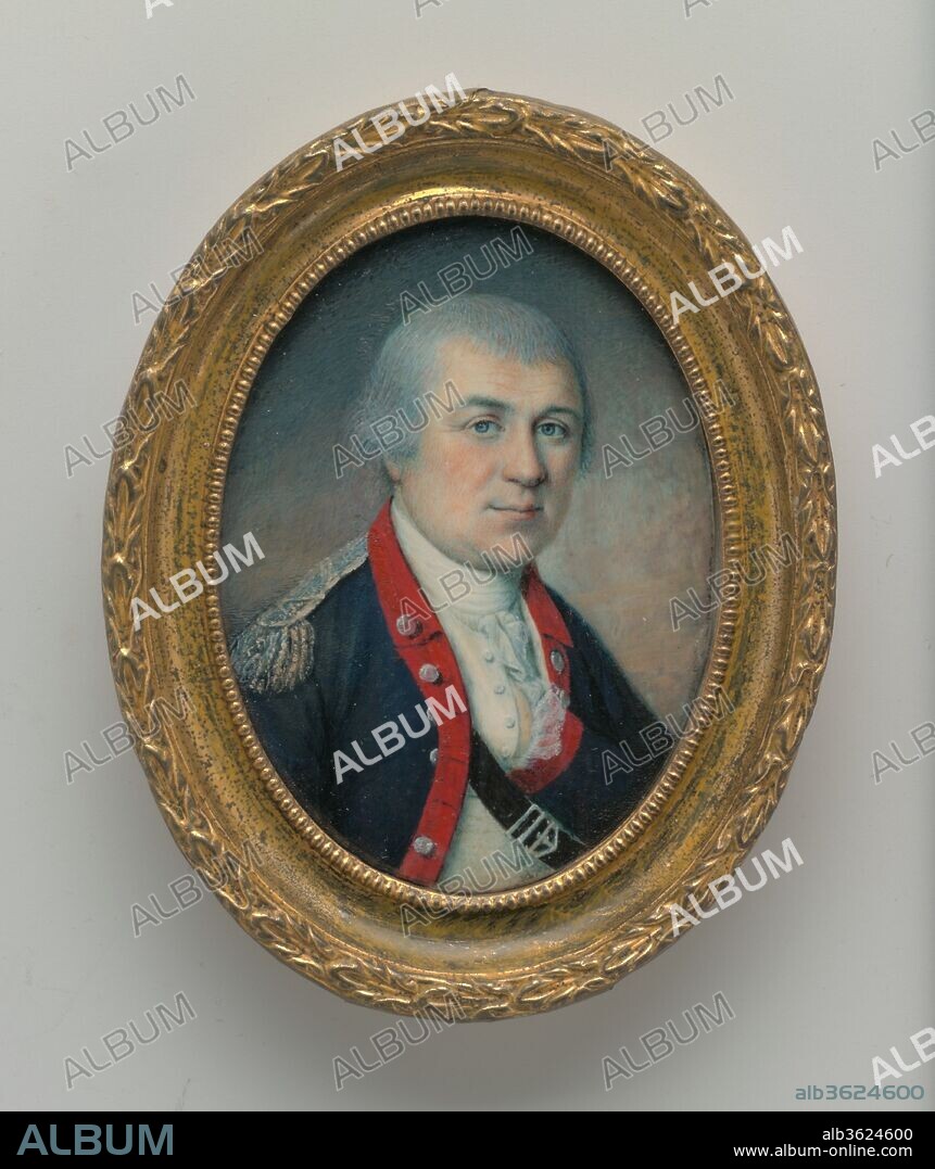 General Henry Knox. Artist: Charles Willson Peale (American, Chester, Maryland 1741-1827 Philadelphia, Pennsylvania). Dimensions: 2 7/8 x 2 1/8 in. (7.3 x 5.2 cm). Date: 1778.
The sitter (1750-1806), a Boston bookseller and artillery expert who would achieve fame in General Washington's army, was painted by Peale at Valley Forge in late May 1778, just before the Battle of Monmouth.