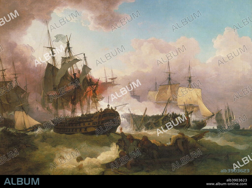 PHILIP JAMES DE LOUTHERBOURG. The Battle of Camperdown. Date/Period: 1799. Painting. Oil on canvas. Height: 1,524 cm (16.6 yd); Width: 214 cm (84.2 in).
