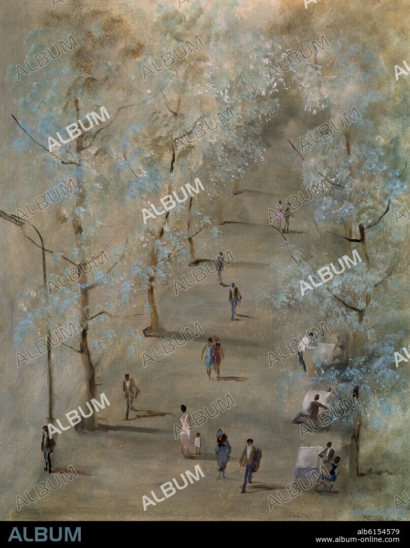 EDUARDO VICENTE PEREZ. PASEO BAJO LOS ARBOLES-1965-O/L-92X73 CM-.