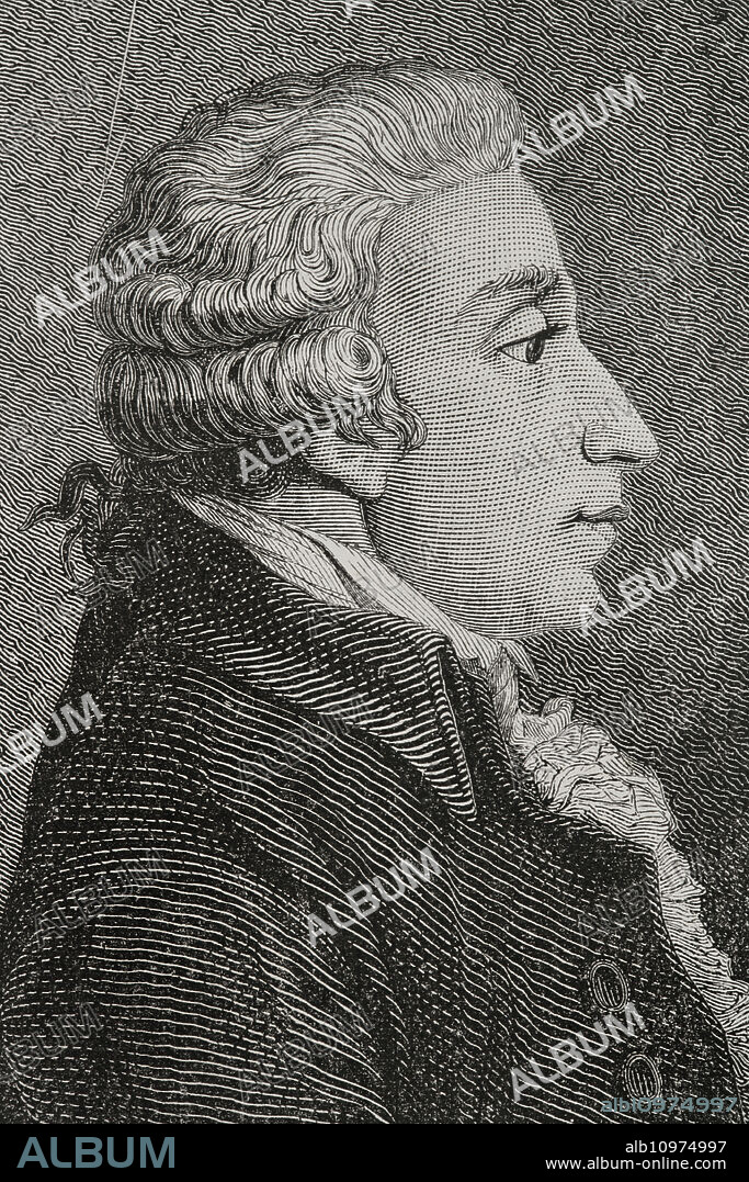 Georges-Louis-Félix de Wimpffen (1744-1814). Barón de Wimpffen. French general who took part in the Revolutionary and Napoleonic Wars. Portrait. Engraving. "History of the French Revolution". Volume I, 1876.