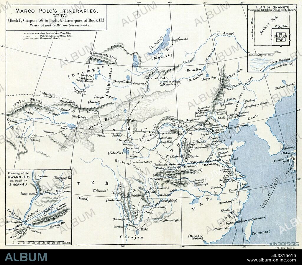 Routes of Marco Polo, 13th Century