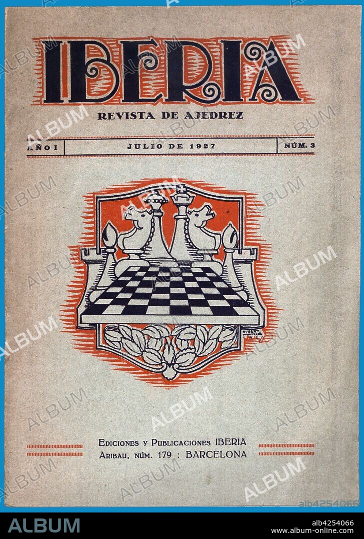 Portada de la revista de ajedrez Iberia, editada en Barcelona, julio de 1927.