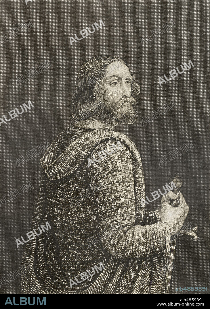 Raimundo VI (1156-1222). Conde de Melguelh (1173-1190), conde de Tolosa y marqués de Provenza (1194-1222). Fue acusado por la iglesia del asesinato del legado del Papa, Pierre de Castelnau, el 15 de enero de 1208. Este hecho provocó su excomunión, no siendo llamado por el Papa Inocencio III para las cruzadas. Retrato. Grabado. Historia de las persecuciones políticas y religiosas en Europa. Tomo I. Editado en Barcelona, 1863.