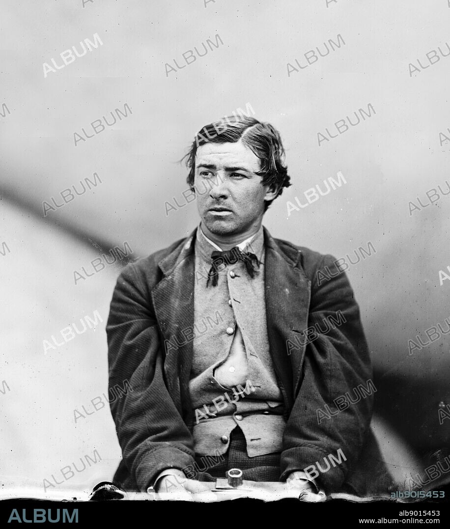 David Edgar Herold (June 16, 1842 July 7, 1865) accomplice of John Wilkes Booth in the assassination of Abraham Lincoln. After guiding fellow conspirator Lewis Powell to the home of Secretary of State William H. Seward, whom Powell attempted to kill, Herold fled and met with Booth outside of Washington, D.C. They then proceeded to Surrattsville, Maryland where they picked up weapons that Mary Surratt had left earlier for them at her property. Since Booth had broken his leg earlier in the escape, Herold accompanied him to the home of Dr. Samuel Mudd. Herold and Booth continued their escape through Maryland and into Virginia, and Herold remained with Booth until the authorities found them. He was tried and sentenced to death by hanging.