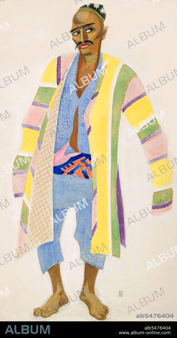 Usto Mumin, born Alexander Nikolaev (1897-1957), was a Russian artist who settled in Uzbekistan in 1920. He embraced Uzbek culture wholheartedly and adopted Islam, changing his name to Usto Mumin, while devoting himself to the study of Uzbek music and dance. As an adoptive Uzbek, he is considered a leading representative of Central Asian avant garde painting of the 1920s and 1930s.