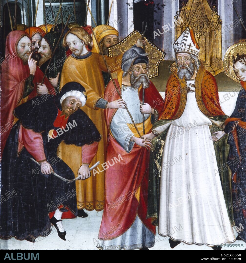 LLUÍS BORRASSÀ. Altarpiece of the Virgin and Saint George. 14th century. Detail. Villafranca del Penedes, Saint Francis church. Barcelona.